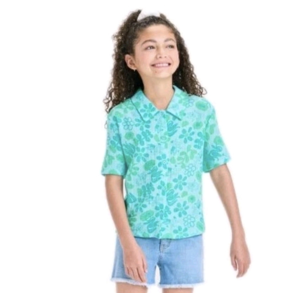 Bluey Official Teal Gauze Cabana Top Girls XL NWT
